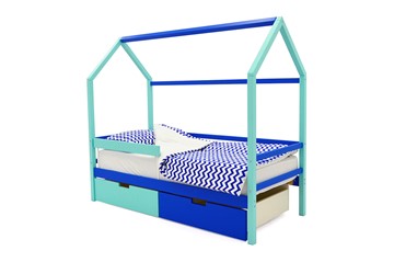 Кровать-домик в детскую Svogen синий-мятный в Магадане