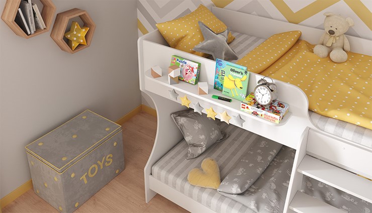 Кровать двухъярусная POLINI Kids Dream 1500 Белый в Магадане - изображение 3
