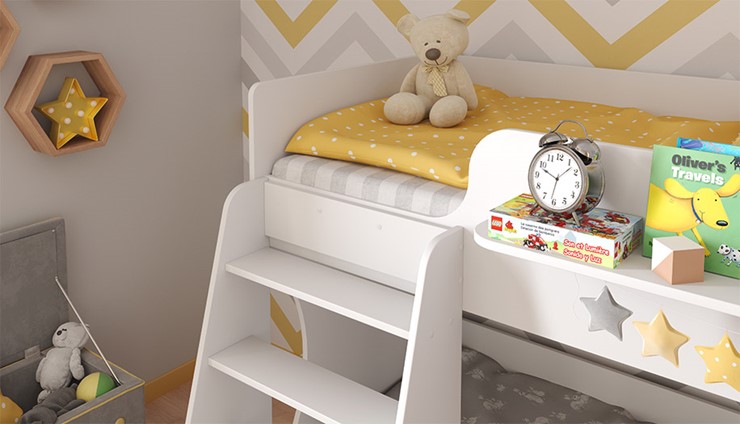 Кровать двухъярусная POLINI Kids Dream 1500 Белый в Магадане - изображение 4