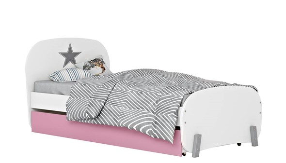 Кровать POLINI Kids Mirum 1915 Белый / Розовый в Магадане - изображение