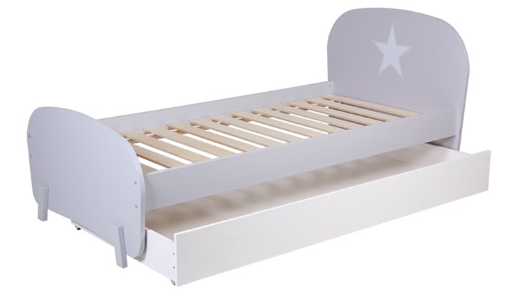 Кровать с ящиком POLINI Kids Mirum 1915 Серый / Белый в Магадане - изображение 1