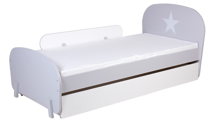 Кровать с ящиком POLINI Kids Mirum 1915 Серый / Белый в Магадане - изображение 3