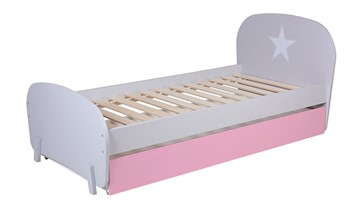Кровать с ящиком POLINI Kids Mirum 1915 Серый / розовый в Магадане - предосмотр