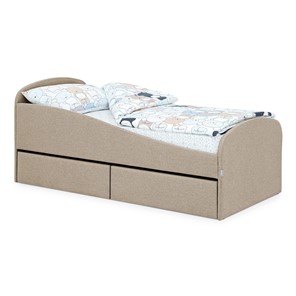 Кровать с ящиками Letmo 190х80 песочный (рогожка) в Магадане - предосмотр