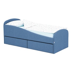Мягкая кровать с ящиками Letmo 190х80 джинс (рогожка) в Магадане - предосмотр