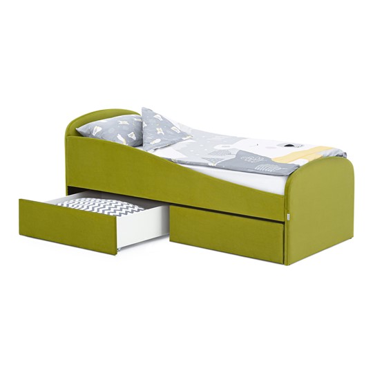 Мягкая кровать с ящиками Letmo 190х80 оливковый (велюр) в Магадане - изображение 2