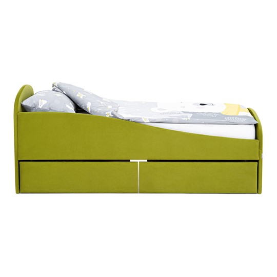 Мягкая кровать с ящиками Letmo 190х80 оливковый (велюр) в Магадане - изображение 3