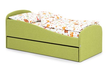 Мягкая кровать с ящиком Letmo авокадо (рогожка) в Магадане - предосмотр