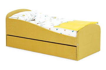 Кровать с ящиком Letmo горчичный (велюр) в Магадане