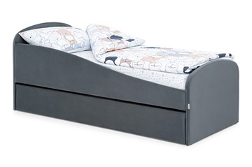 Кровать в детскую с ящиком Letmo графит (велюр) в Магадане - предосмотр