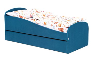 Мягкая кровать с ящиком Letmo морской (велюр) в Магадане