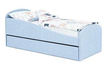 Кровать в детскую с ящиком Letmo небесный (рогожка) в Магадане - предосмотр