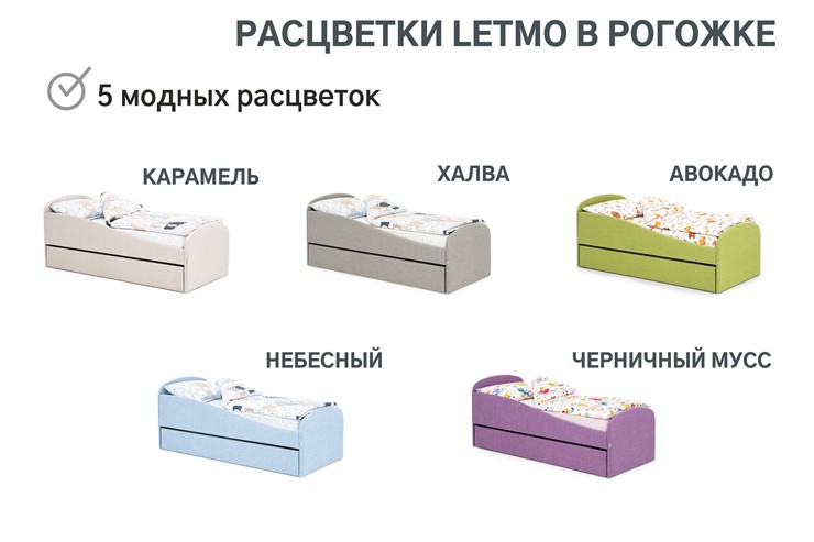 Кровать в детскую с ящиком Letmo небесный (рогожка) в Магадане - изображение 6