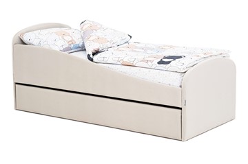 Мягкая кровать с ящиком Letmo ванильный (велюр) в Магадане - предосмотр