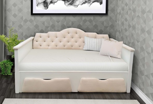 Кровать-софа Фея 800х1600, ЛДСП белый/ткань велюр в Магадане - изображение