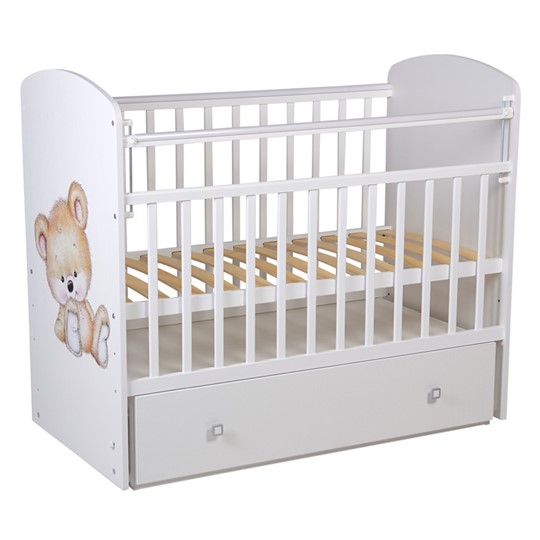 Детская кроватка Фея 750 Медвежонок Белый в Магадане - изображение 1