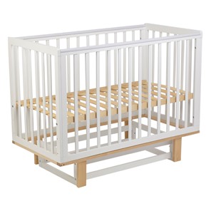 Кровать для новорожденных серия 3400 POLINI Kids Simple 340 с маятником Белый / Натуральный в Магадане
