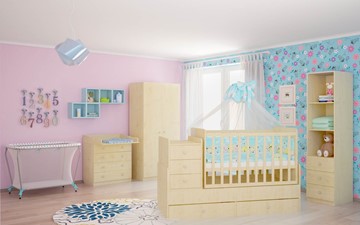 Кровать для новорожденных с комодом POLINI Kids Simple 1100 Натуральный в Магадане - предосмотр 3
