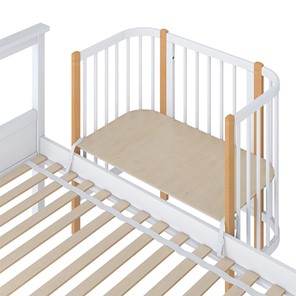 Кроватка детская приставная POLINI Kids Simple 105 Белый / Бук в Магадане - предосмотр 3