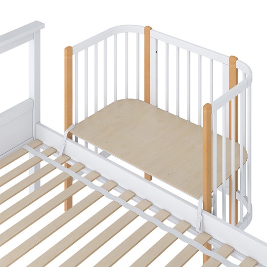 Кроватка детская приставная POLINI Kids Simple 105 Белый / Бук в Магадане - изображение 3