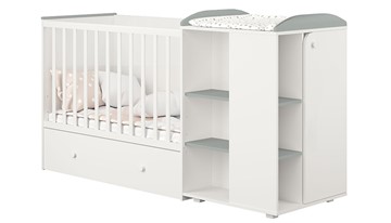 Детская кровать-трансформер с комодом POLINI Kids Ameli 800 Белый / Серый, серия AMELI в Магадане - предосмотр 1