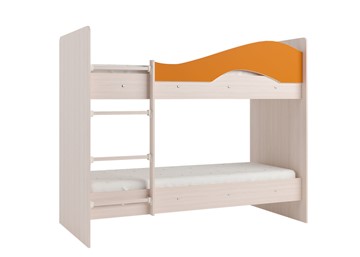 Детская двухэтажная кровать Мая на щитах, корпус Млечный дуб, фасад Оранжевый в Магадане - предосмотр