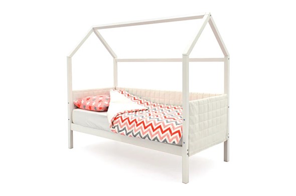 Кровать-домик в детскую «Svogen белая» мягкая в Магадане - изображение