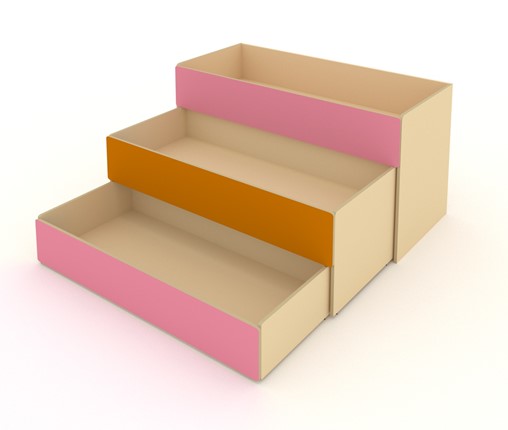 Детская кровать 3-х уровневая КД-3, Беж + Розовый + Оранжевый в Магадане - изображение