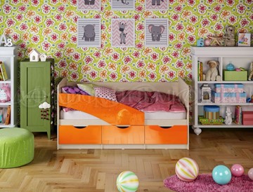 Детская кровать Бабочки 800*1600, Оранжевый глянец в Магадане