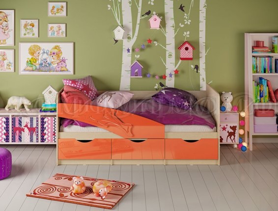 Кровать в детскую Дельфин, Оранжевый глянец 80х160 в Магадане - изображение