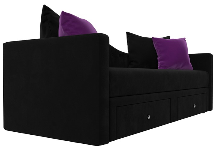 Диван-кровать Дориан, Черный/Фиолетовый (Микровельвет) в Магадане - изображение 2