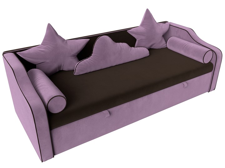 Диван-кровать Рико, Коричневый/Сиреневый (Микровельвет) в Магадане - изображение 4