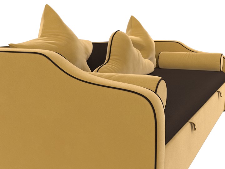 Диван-кровать Рико, Коричневый/Желтый (Микровельвет) в Магадане - изображение 3