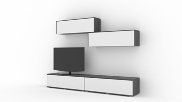 Гостиный гарнитур Куб (Cube), цвет Белый софт, Черный ясень в Магадане - предосмотр 1