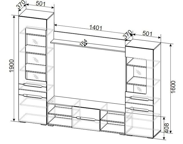 Набор мебели в гостиную МГС-6, венге/белый глянец в Магадане - изображение 3