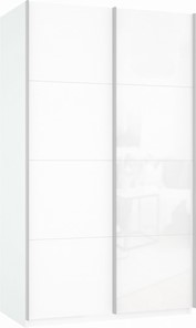Шкаф Прайм (ДСП/Белое стекло) 1600x570x2300, белый снег в Магадане - предосмотр