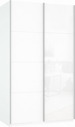 Шкаф Прайм (ДСП/Белое стекло) 1600x570x2300, белый снег в Магадане - изображение