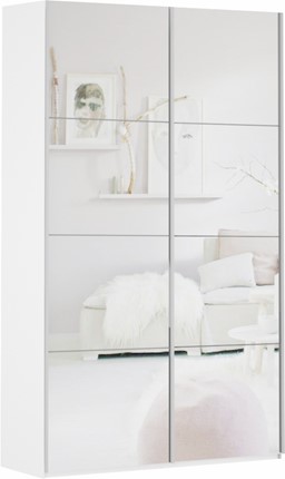 Шкаф Прайм (Зеркало/Зеркало) 1200x570x2300, белый снег в Магадане - изображение