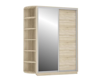 Шкаф 2-х створчатый Экспресс (ДСП/Зеркало), со стеллажом 1700х600х2400, дуб сонома в Магадане - предосмотр