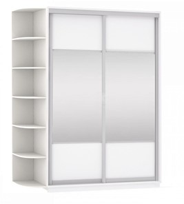 Шкаф 2-дверный Экспресс (Комби), со стеллажом 1500x600x2200, белый снег в Магадане