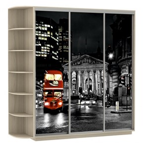 Шкаф 3-х створчатый Экспресс, со стеллажом, 2700х600х2400, Ночной Лондон/шимо светлый в Магадане