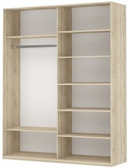 Шкаф 2-х створчатый Прайм (ДСП/Белое стекло) 1400x570x2300, бетон в Магадане - предосмотр 1