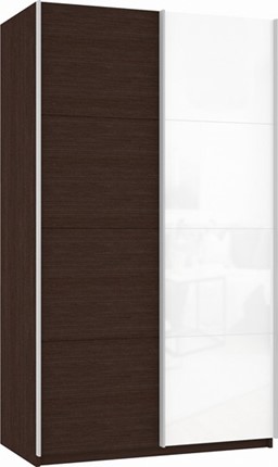 Шкаф Прайм (ДСП/Белое стекло) 1400x570x2300, венге в Магадане - изображение