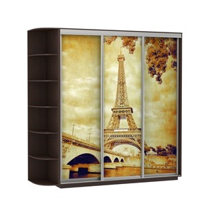 Шкаф 3-дверный Экспресс со стеллажом, 2100х600х2200, Париж/венге в Магадане