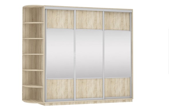 Шкаф 3-створчатый Экспресс (Комби), со стеллажом 2700х600х2200, дуб сонома в Магадане - изображение
