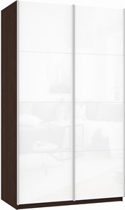 Шкаф 2-створчатый Прайм (Белое стекло/Белое стекло) 1200x570x2300, венге в Магадане - предосмотр