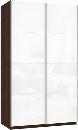 Шкаф 2-створчатый Прайм (Белое стекло/Белое стекло) 1200x570x2300, венге в Магадане - изображение