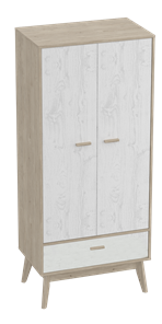 Шкаф для одежды Калгари, Дуб натуральный светлый/Белый матовый в Магадане - предосмотр
