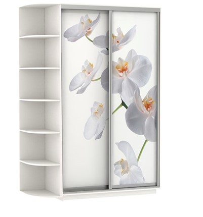 Шкаф двухдверный Экспресс 1900x600x2400, со стеллажом, Орхидея белая/белый снег в Магадане - изображение