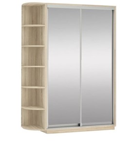 Шкаф 2-х дверный Экспресс (2 зеркала), со стеллажом 1500x600x2200, дуб сонома в Магадане - предосмотр